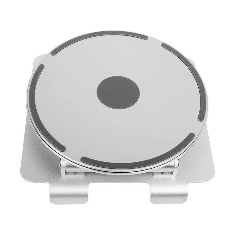 Top view of laptop stand platform featuring anti-slip silicone corner pads and open center cutout for airflow