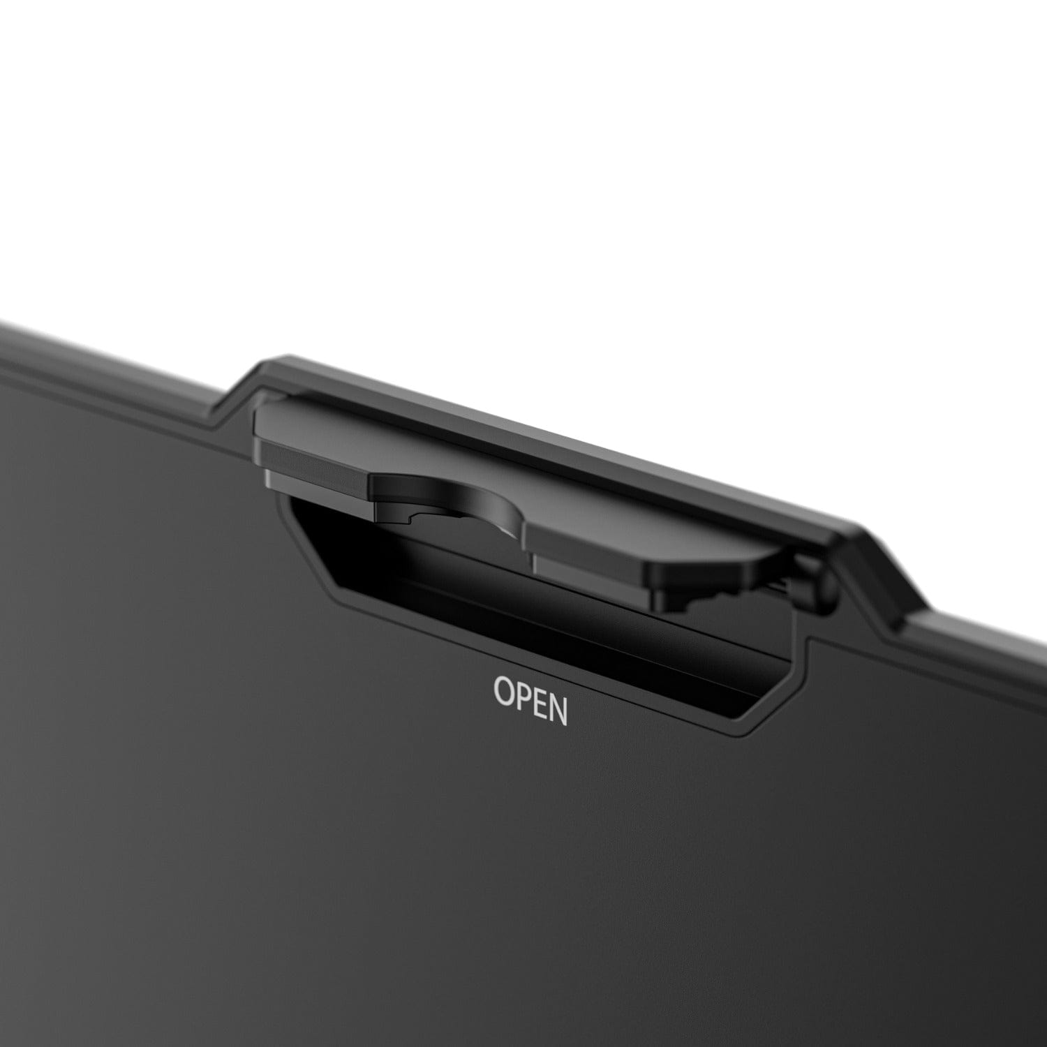 Close-up detail of the hinge and support mechanism on a 14.1-inch portable monitor triple screen system showing adjustable stand design