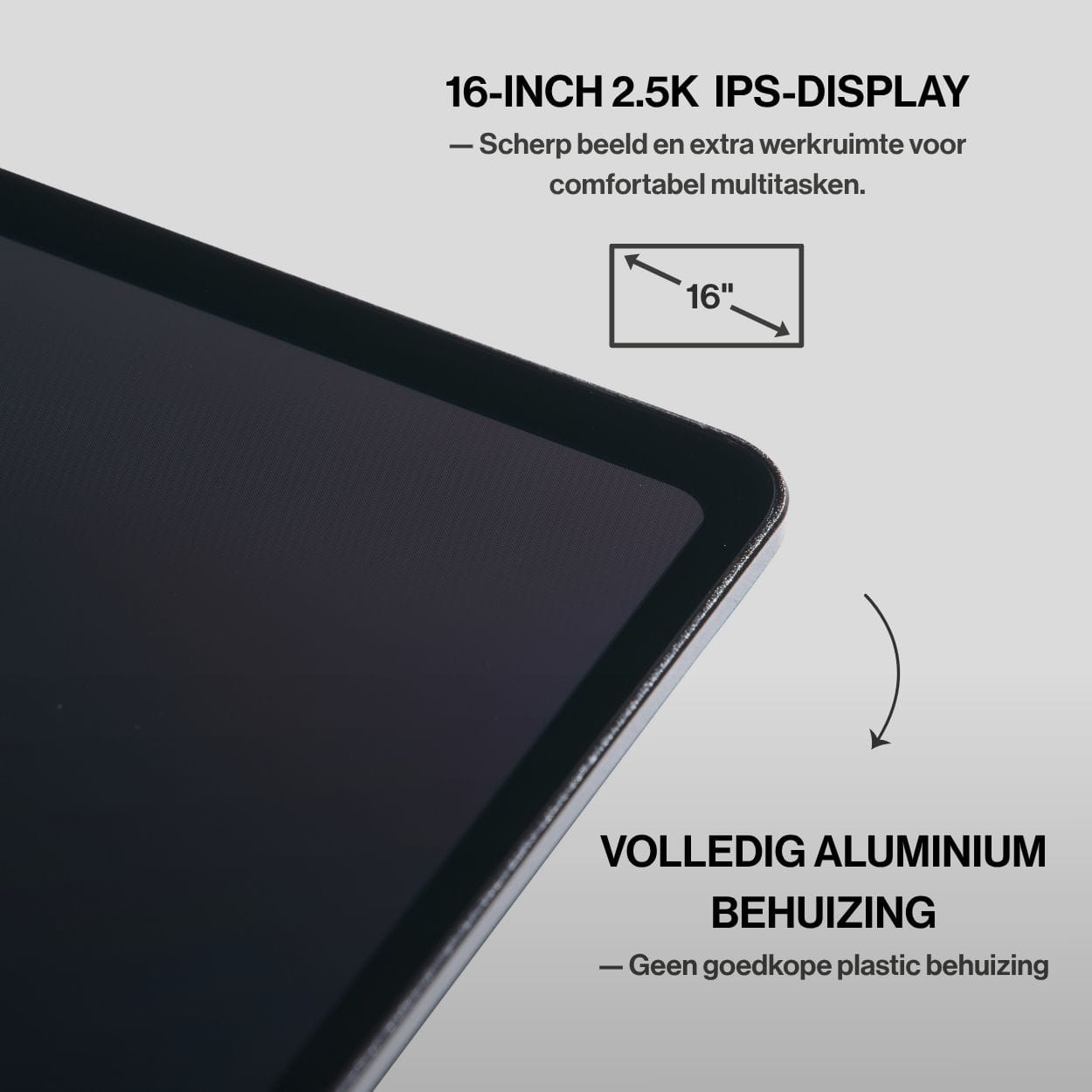 OneSight AMOLED portable monitor featuring a vivid 16-inch AMOLED screen with slim bezels for detailed visuals, rich colors and expanded workspace.