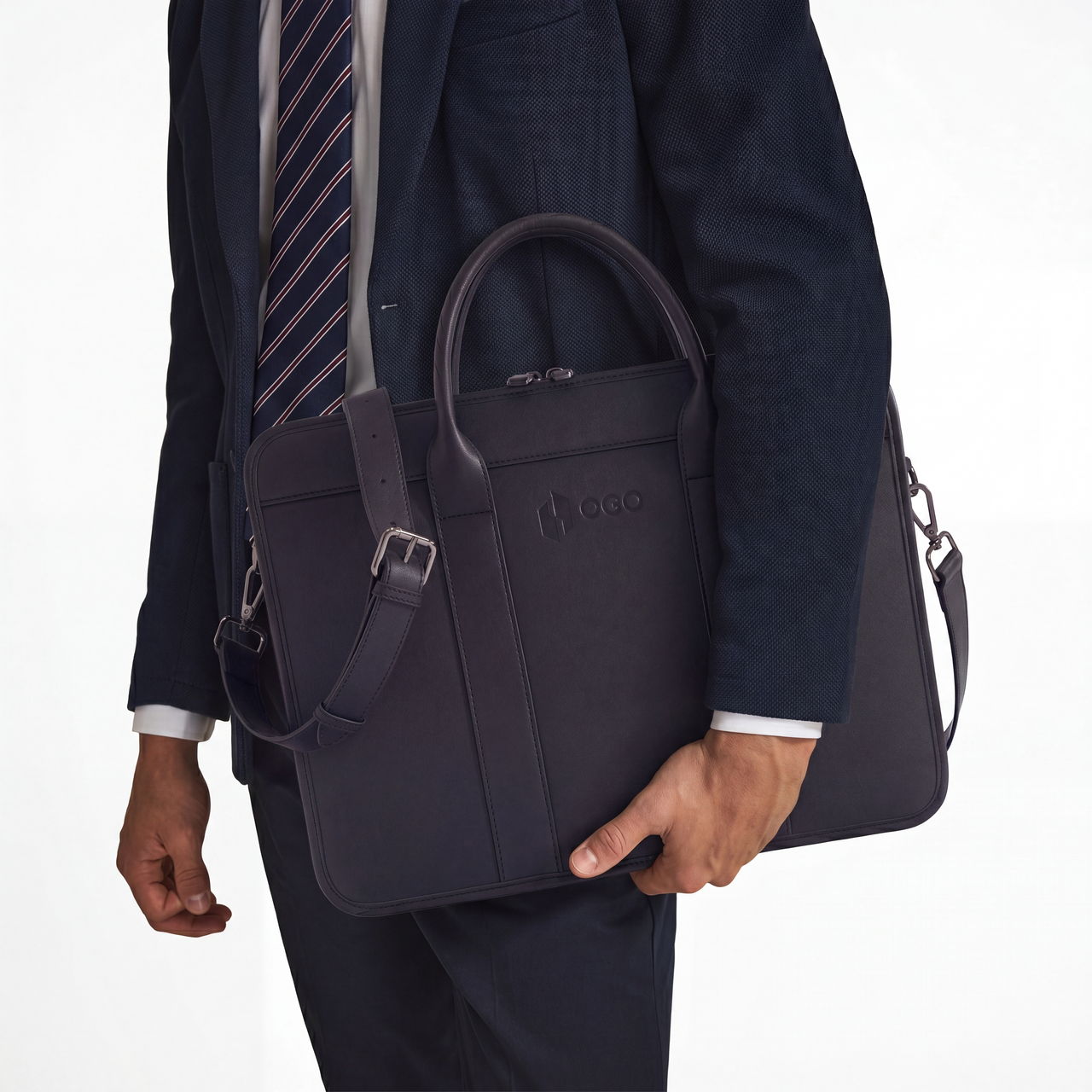 Laptoptas Heren 15.6 Inch · Zwart — Suède Binnenvoering