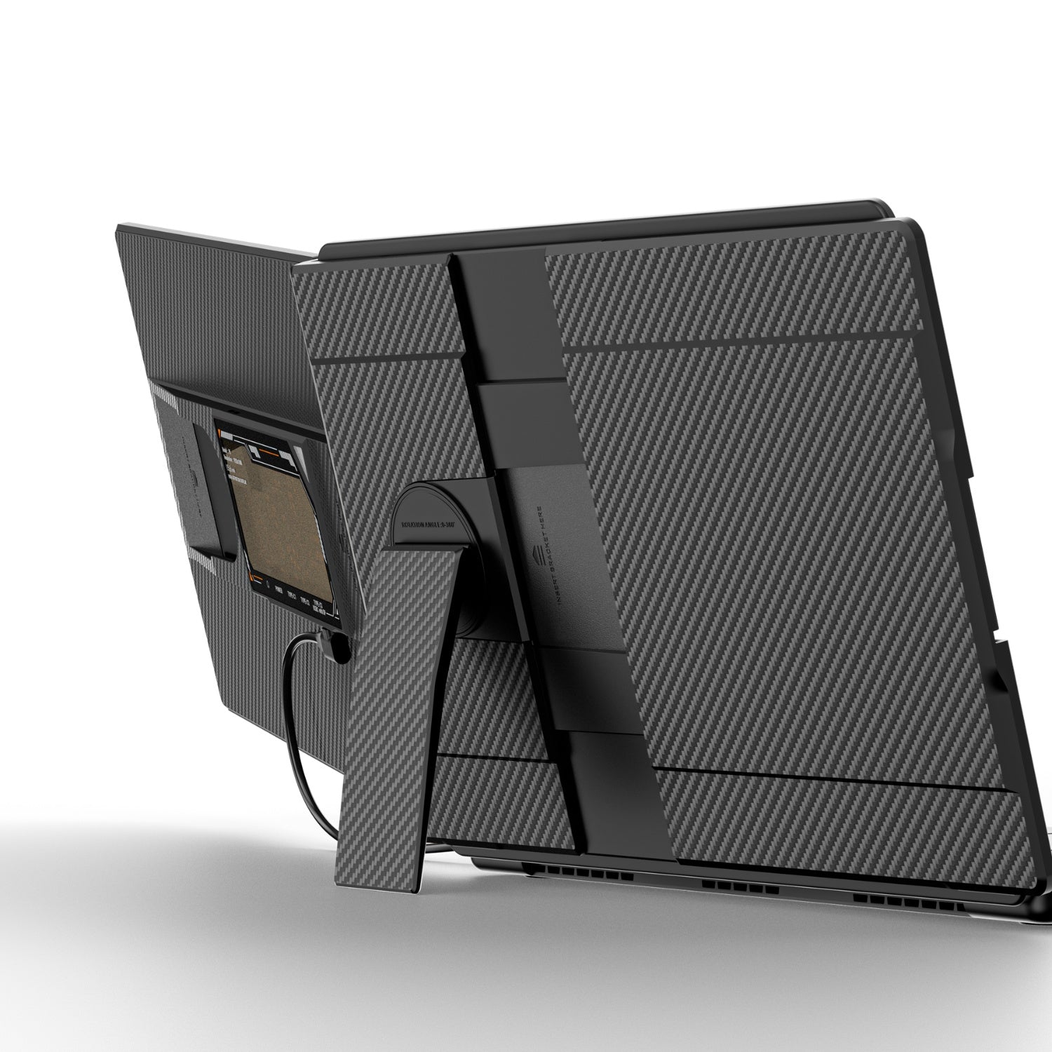Achteraanzicht van de alpha pro 15.6 inch dual screen portable monitor