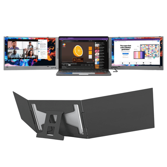 Voor- en achterkant van de VisionMate 15.6 inch trio portable monitor – slank en licht ontwerp