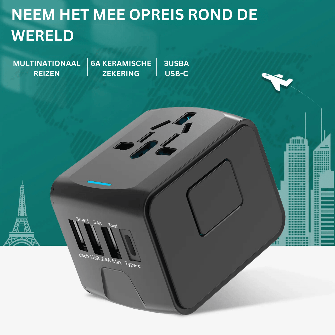 wereldstekker, perfect voor op reis